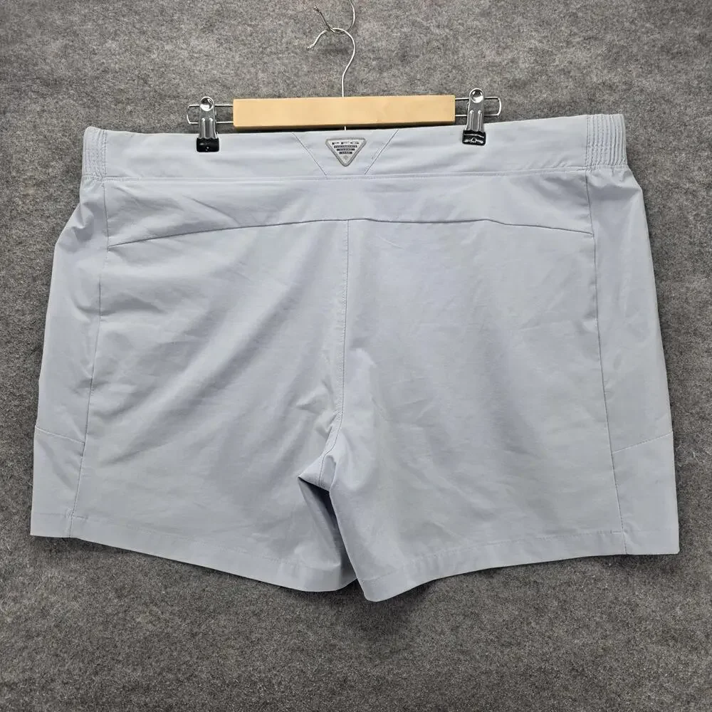 Columbia PFG Shorts Mens 2XL Light Gray Zip Pockets Stretch Quick Dry Fishing